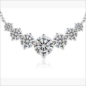 Moissanite Necklace, 2.8 Carat Heart Pendant, Sterling Silver White Gold Plated